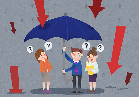 PSD 여자 남자 화살표 일러스트 우산 비즈니스 사람 성인 세명 물음표 비즈니스맨 비즈니스우먼 눈물 성인만 국내일러스트 기호 감정 직장인 파일형식