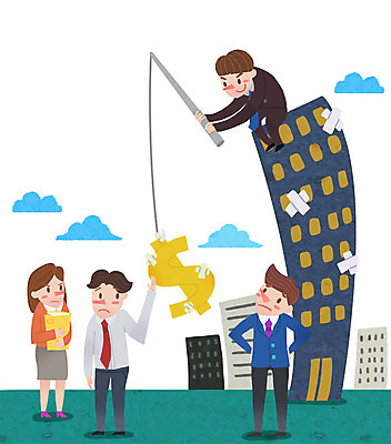 PSD 구름 여자 남자 돈 일러스트 비즈니스 낚시 사람 빌딩 여러명 성인 달러 반창고 비즈니스맨 비즈니스우먼 속임수 낚싯대 성인만 국내일러스트 자연요소 다수 레저 건물 의료용품 직장인 낚시용품 재산 파일형식