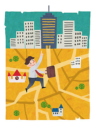 PSD 남자 길 지도 일러스트 비즈니스 한명 사람 빌딩 성인 건물 도시 비즈니스맨 남자만 남자한명만 성인남자만 성인만 국내일러스트 1 건축물 직장인 파일형식