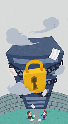 PSD 구름 남자 종이 일러스트 비즈니스 자물쇠 사람 빌딩 성인 두명 담장 잠김 비즈니스맨 쇠사슬 남자만 성인남자만 성인만 국내일러스트 자연요소 건물 직장인 파일형식