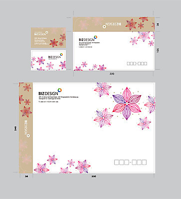 식물 템플릿 꽃 무늬 꽃무늬 명함 명함템플릿 봉투 서류봉투 편지봉투 사람없음 세트 패키지 봉투템플릿 우편봉투 비즈디자인 이미지템플릿 AI파일 편지 우편물 파일형식 벡터