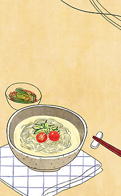 PSD 그릇 음식 백그라운드 일러스트 젓가락 방울토마토 여름음식 김치 오이 사람없음 천 국수 콩국수 제철음식 국내일러스트 식기 한식 토마토 채소 수저 직물 면류 제철 파일형식 여름_계절