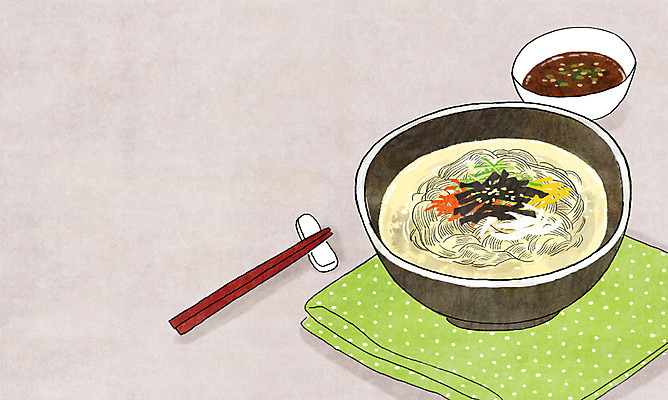 PSD 그릇 음식 백그라운드 일러스트 젓가락 사람없음 고명 천 국수 간장 국내일러스트 식기 수저 직물 면류 양념 파일형식