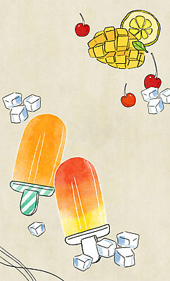 PSD 음식 백그라운드 과일 일러스트 아이스크림 사람없음 얼음 체리 레몬 망고 국내일러스트 자연요소 디저트 열대과일 파일형식