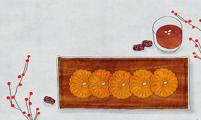 PSD 접시 음식 백그라운드 일러스트 사람없음 대추 잣 약과 수정과 전통다과 국내일러스트 식기 음료 전통음식 견과류 전통차 다과 파일형식