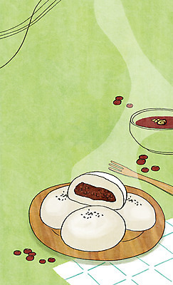 PSD 그릇 접시 음식 빵 백그라운드 포크 일러스트 사람없음 팥 수정과 호빵 국내일러스트 식기 음료 전통차 파일형식