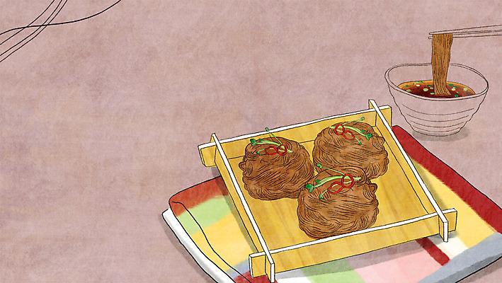 PSD 접시 음식 백그라운드 일러스트 젓가락 사람없음 메밀국수 천 국수 장국 판모밀 국내일러스트 식기 수저 직물 면류 국 파일형식