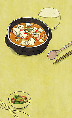 PSD 그릇 음식 백그라운드 일러스트 젓가락 밥 김치 수저 사람없음 숟가락 찌개 된장찌개 뚝배기 두부 쌀밥 국내일러스트 식기 한식 파일형식