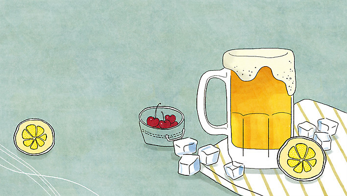 PSD 음식 백그라운드 과일 일러스트 맥주 사람없음 얼음 체리 천 레몬 맥주잔 국내일러스트 자연요소 술잔 주류 직물 파일형식