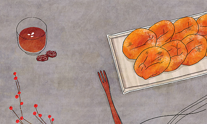 PSD 접시 음식 백그라운드 포크 일러스트 건조 사람없음 대추 곶감 수정과 국내일러스트 식기 음료 감 전통차 건과일 파일형식