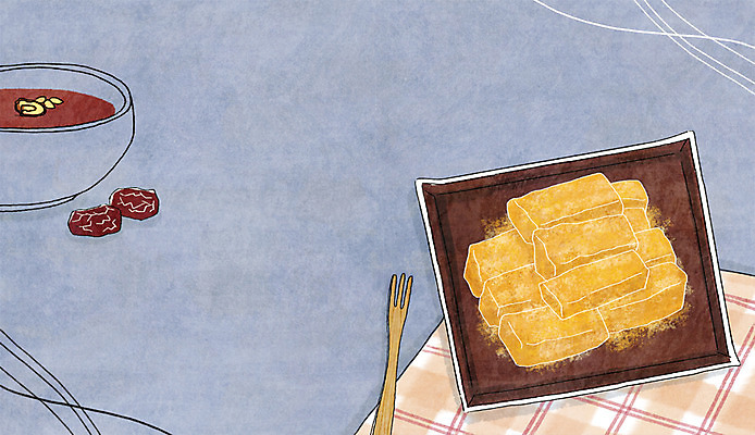 PSD 접시 음식 백그라운드 포크 일러스트 떡 사람없음 천 대추 수정과 인절미 국내일러스트 식기 음료 직물 전통차 파일형식