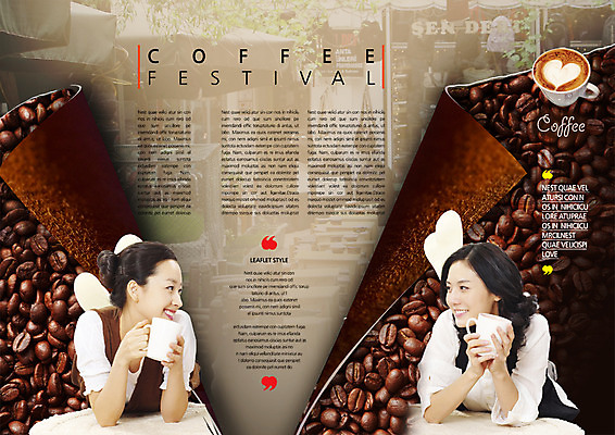 PSD 템플릿 편집 표지디자인 북디자인 출판디자인 여자 내지 커피 음료 음식 리플렛 백그라운드 북커버 3단접지 티타임 웃음 들기 사람 동양인 이벤트 팜플렛 상반신 20대 성인 두명 마주보기 요식업 축제 카페 한국인 원두 하트 차 커피잔 원두커피 라떼 여자만 성인여자만 청년만 청년여자만 성인만 이미지템플릿 모양 산업 모션 휴식 잔 표정 인종 청년 상점 파일형식