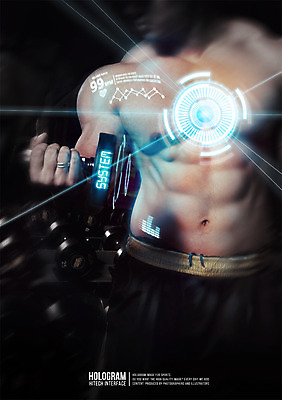 PSD 편집이미지 남자 근육 미래 건강 한명 사람 성인 운동 3D 헬스 아령 디지털합성 편리함 홀로그램 디지털아트 남자만 남자한명만 성인남자만 성인만 이미지편집 편집3D 1 컨셉 파일형식