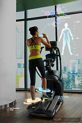 PSD 서양인 외국인 편집이미지 여자 미래 건강 사람 성인 뒷모습 운동 3D 운동기구 헬스 헬스장 디지털합성 편리함 홀로그램 디지털아트 여자만 성인여자만 성인만 이미지편집 편집3D 뷰포인트 컨셉 인종 파일형식