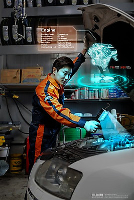 PSD 편집이미지 남자 자동차 미래 한명 사람 동양인 성인 3D 한국인 기술자 엔지니어 수리 디지털합성 편리함 홀로그램 디지털아트 남자만 남자한명만 성인남자만 성인만 이미지편집 편집3D 직업 1 육상교통 컨셉 인종 파일형식