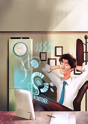 PSD 남자 액자 의자 일러스트 미래 실내 한명 사람 성인 태블릿 사무실 비즈니스맨 옷걸이 에어컨 스마트 책상 온도 조절 편리함 홀로그램 사물인터넷 남자만 남자한명만 성인남자만 성인만 4차산업 미래산업 국내일러스트 1 산업 가구 컨셉 비즈니스 정보기술 내부 전자제품 스마트기기 가전제품 직장인 파일형식