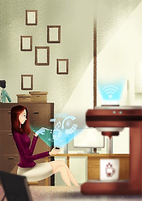 PSD 여자 커피 액자 일러스트 미래 실내 한명 사람 성인 스마트폰 사무실 커피메이커 스마트 책상 서랍장 편리함 센서 홀로그램 사물인터넷 여자만 여자한명만 성인여자만 성인만 4차산업 미래산업 국내일러스트 1 산업 음료 가구 컨셉 비즈니스 정보기술 내부 핸드폰 스마트기기 커피용품 파일형식