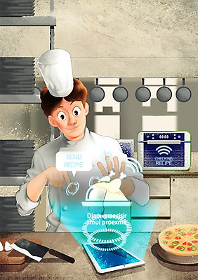 PSD 남자 음식 일러스트 미래 피자 실내 요리사모자 요리 한명 사람 성인 태블릿 주방 요리사 프라이팬 칼 오븐 조리복 스마트 편리함 홀로그램 사물인터넷 남자만 남자한명만 성인남자만 성인만 4차산업 미래산업 국내일러스트 직업 모자_잡화 1 산업 컨셉 유니폼 주방용품 패스트푸드 서양음식 정보기술 내부 전자제품 스마트기기 가전제품 파일형식