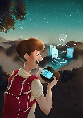 PSD 남자 야경 일러스트 배낭 밤하늘 미래 산 한명 사람 성인 야외 카메라 디지털카메라 야간 스마트 편리함 홀로그램 사물인터넷 남자만 남자한명만 성인남자만 성인만 4차산업 미래산업 국내일러스트 자연요소 1 산업 컨셉 가방 하늘 정보기술 전자제품 파일형식 풍경_경치