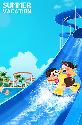 주간 PSD 계절 여자 남자 어린이 일러스트 물놀이 방학 수영장 여름방학 사람 여러명 야외 여름 자유 미끄럼틀 시원함 즐거움 상쾌 튜브 워터파크 어린이만 국내일러스트 자연요소 감정 다수 컨셉 놀이 휴가 놀이기구 파일형식 여름_계절