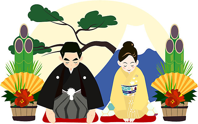 식물 여자 남자 일러스트 새해 사람 성인 두명 인사 소나무 절 후지산 1월 성인만 국내일러스트 AI파일 나무 산 일본 세계문화유산 예절 날짜 파일형식 벡터