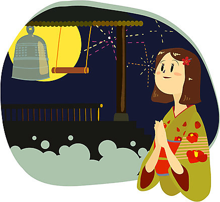 여자 일러스트 새해 한명 사람 야외 종 기도 야간 소원 1월 연말 여자만 여자한명만 국내일러스트 AI파일 자연요소 1 날짜 파일형식 벡터