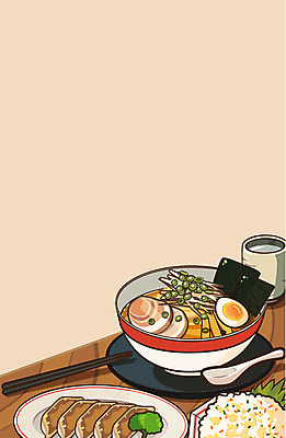 음식 백그라운드 가마_이동수단 일러스트 젓가락 밥 사람없음 숟가락 라멘 녹차 볶음밥 군만두 차슈 국내일러스트 AI파일 교통수단 수저 돼지고기 차_음료 면류 만두 일본음식 파일형식 벡터