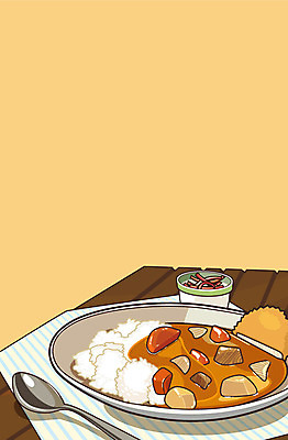 접시 음식 백그라운드 일러스트 밥 사람없음 숟가락 카레라이스 크로켓 국내일러스트 AI파일 식기 수저 튀김 카레 파일형식 벡터