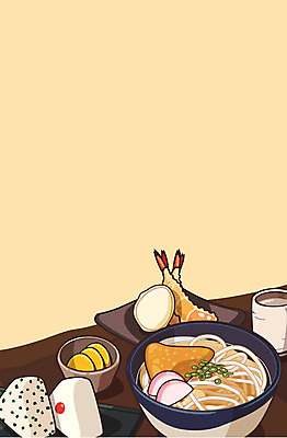 음식 백그라운드 일러스트 사람없음 튀김 단무지 우동 오니기리 국내일러스트 AI파일 면류 일본음식 파일형식 벡터