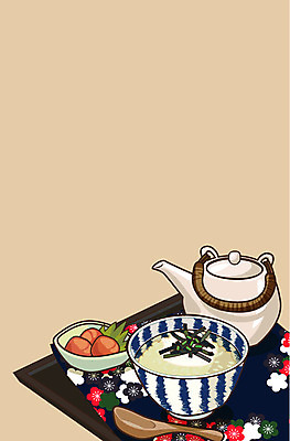 음식 백그라운드 일러스트 밥 주전자 사람없음 숟가락 오챠즈케 국내일러스트 AI파일 주방용품 수저 일본음식 파일형식 벡터