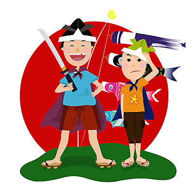 남자 어린이 일본문화 일러스트 사람 잔디 두명 일본 칼 어린이날 망토 형제 나막신 잉어 남자만 어린이만 국내일러스트 AI파일 식물 동양문화 기념일 아시아 외국문화 신발 가족 어류 파일형식 벡터