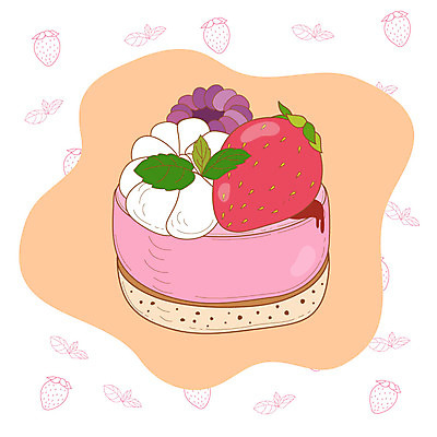 빵 과일 일러스트 딸기 디저트 사람없음 크림 무스 국내일러스트 AI파일 음식 파일형식 벡터