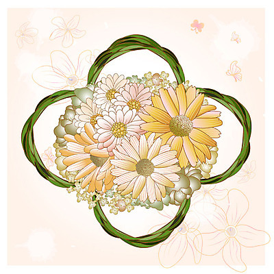 식물 꽃 나비 곤충 잎 일러스트 사람없음 장식 잎줄기 국내일러스트 AI파일 동물 줄기 파일형식 벡터