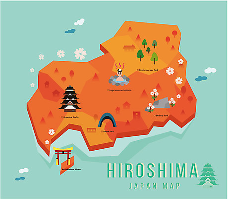 나무 식물 남자 꽃 섬 지도 일러스트 한명 사람 성인 관광지 일본 온천 성 플랫 지역 일본지도 히로시마 신사_일본건축 성인남자한명만 국내일러스트 AI파일 1 건축물 아시아 여행 스파 일본건축 남자한명만 성인남자만 파일형식 벡터