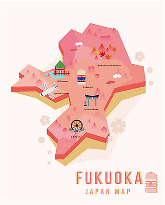 호수 섬 단풍 지도 일러스트 비행기 사람없음 관광지 일본 플랫 지역 일본지도 후쿠오카 신사_일본건축 국내일러스트 AI파일 아시아 여행 잎 항공교통 대중교통 일본건축 파일형식 벡터
