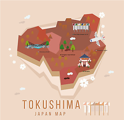 나무 식물 공원 섬 지도 일러스트 비행기 사람없음 관광지 일본 플랫 지역 일본지도 도쿠시마 국내일러스트 AI파일 공공시설 아시아 여행 항공교통 대중교통 파일형식 벡터