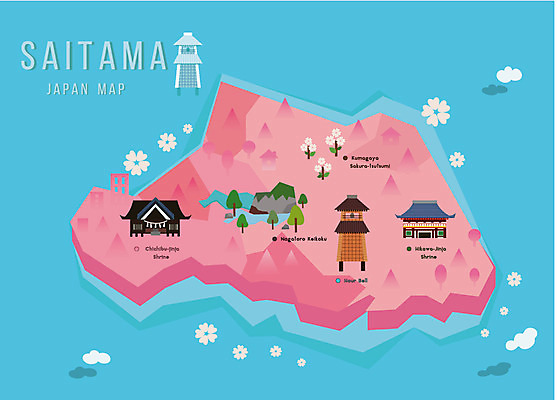 섬 지도 일러스트 사람없음 관광지 일본 성 플랫 지역 일본지도 사이타마 신사_일본건축 국내일러스트 AI파일 건축물 아시아 여행 일본건축 파일형식 벡터