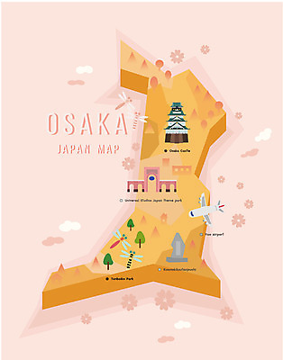 나무 식물 섬 지도 일러스트 비행기 사람없음 관광지 일본 성 플랫 잠자리 지역 오사카 일본지도 국내일러스트 AI파일 건축물 아시아 여행 곤충 항공교통 대중교통 파일형식 벡터