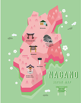 섬 지도 일러스트 사람없음 관광지 일본 동굴 플랫 지역 일본지도 나가노 신사_일본건축 국내일러스트 AI파일 아시아 여행 일본건축 파일형식 벡터
