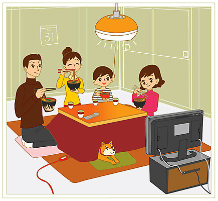 라이프스타일 여자 남자 어린이 음식 일러스트 가족 집안 조명 실내 사람 여러명 성인 반려동물 텔레비전 달력 라면 강아지 먹기 연말연시 시청 코타츠 국내일러스트 AI파일 시청하다 동물 다수 관계 모션 내부 생활 전자제품 면류 개 관공서 난방용품 파일형식 벡터