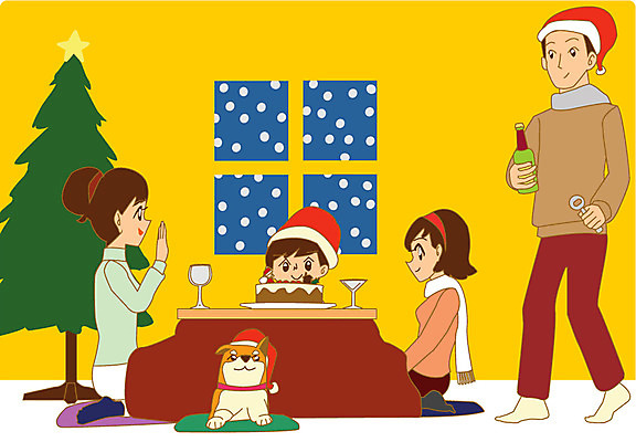라이프스타일 계절 여자 남자 음료 어린이 크리스마스 겨울 일러스트 가족 집안 실내 사람 여러명 성인 반려동물 크리스마스트리 케이크 눈 강아지 병따개 코타츠 국내일러스트 AI파일 자연요소 동물 기념일 다수 관계 날씨 디저트 내부 생활 개 난방용품 파일형식 벡터