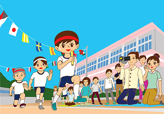 라이프스타일 여자 남자 어린이 일러스트 학교 가족 응원 사람 여러명 성인 달리기 체육대회 캠코더 국내일러스트 AI파일 교육 다수 관계 모션 생활 카메라 체육 대회 파일형식 벡터