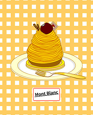 접시 포크 일러스트 디저트 사람없음 밤 몽블랑 국내일러스트 AI파일 식기 음식 견과류 파일형식 벡터