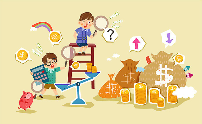 구름 남자 화살표 어린이 무지개 일러스트 사다리 돋보기 저울 사람 두명 경제 동전 저축 돼지저금통 계산기 물음표 돈자루 남자만 어린이만 소년만 금융의날 국내일러스트 AI파일 자연요소 기호 돈 문구용품 금융 장비 저금통 도구 파일형식 벡터 법정기념일