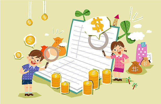 구름 여자 남자 어린이 일러스트 돋보기 주택 사람 빌딩 두명 경제 새싹 동전 저축 돈자루 통장 어린이만 금융의날 국내일러스트 AI파일 자연요소 식물 돈 건물 금융 파일형식 벡터 법정기념일