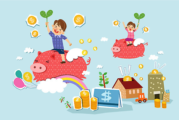 식물 구름 여자 남자 어린이 날개 일러스트 자동차 주택 사람 빌딩 두명 경제 새싹 동전 저축 돼지저금통 통장 풍선 어린이만 금융의날 국내일러스트 AI파일 자연요소 육상교통 돈 건물 금융 저금통 파일형식 벡터 법정기념일