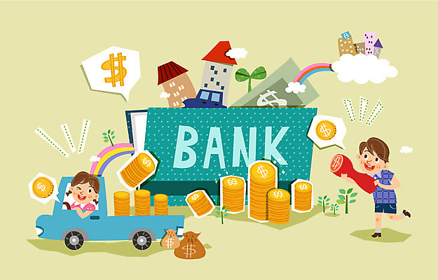 구름 여자 남자 어린이 무지개 일러스트 자동차 주택 사람 빌딩 두명 경제 도장 새싹 동전 저축 트럭 은행 통장 어린이만 금융의날 국내일러스트 AI파일 자연요소 식물 육상교통 돈 건물 금융 파일형식 벡터 법정기념일