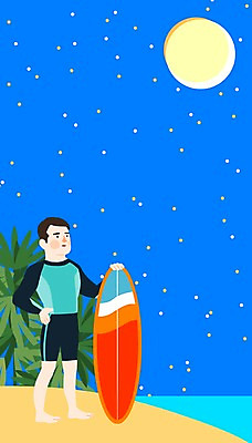 PSD 식물 계절 남자 바다 일러스트 밤하늘 휴가 휴식 나뭇잎 함께함 한명 사람 성인 해변 여름 자유 달 서핑보드 보드 남자만 남자한명만 성인남자만 성인만 국내일러스트 자연요소 1 스포츠 컨셉 잎 하늘 보드_스포츠 야간 파일형식