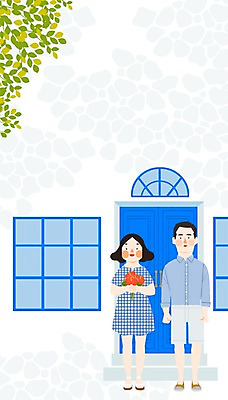 PSD 식물 커플 계절 여자 남자 꽃 일러스트 창문 휴가 휴식 나뭇잎 함께함 사람 성인 두명 건물 여름 문 자유 산토리니 집앞 성인만 국내일러스트 건축물 컨셉 잎 관계 그리스 파일형식