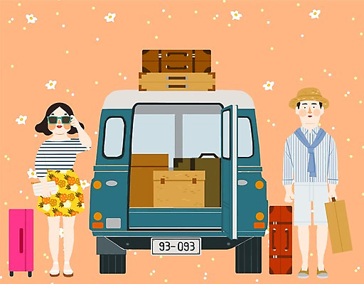 PSD 식물 모자 커플 계절 여자 남자 꽃 여행 가방 일러스트 자동차 휴가 휴식 함께함 사람 성인 두명 여름 선글라스 자유 성인만 국내일러스트 잡화 안경 육상교통 컨셉 관계 파일형식